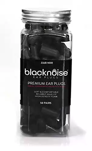 Black Noise Premium Ear Plugs | 33db NRR Noise Cancelling, Soft & Durable Ear Plugs for Concerts,...