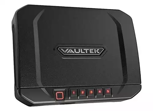 VAULTEK VT20i Biometric Handgun Safe Bluetooth Smart Pistol Safe with Auto-Open Lid and Rechargeable Battery (Covert Black)
