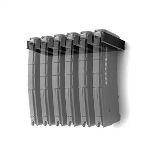Spartan Mounts for 6X Standard PMAG - Firearm Accessories, Wall Mount Display for Gun Room, Magazine and Ammo Storage and Organization, Black, 6 Mag Slots, 1 Count