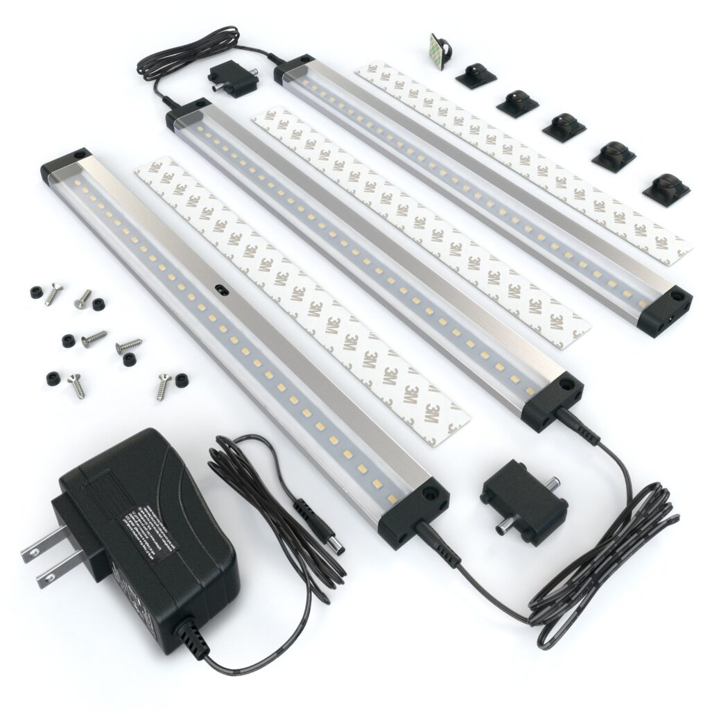 the Eshine 3 Panels LED Under Cabinet Lighting Kit pictured here